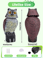 Owl Decoys to Scare Birds Squirrels Away, 360 Rotating Head Activated