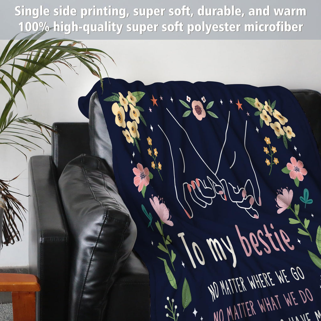 Best Friend Birthday Gifts for Women, Bestie Blanket Blue, 60" x 50"