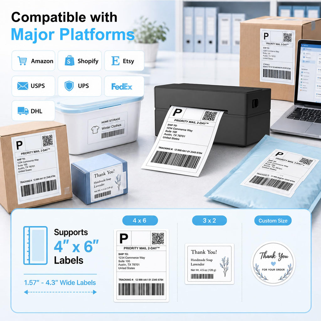 Thermal Shipping Label Printer 4x6 Bluetooth Label Maker for Small Business