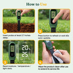 Grenebo 3-in-1 Soil Moisture Meter, Digital Plant Water Meter, Temperature & Sunlight Intensity Sensor, LCD Display Soil Tester for Gardening, Farming, Plant Care, Indoor & Outdoor Plants, 2 Pack