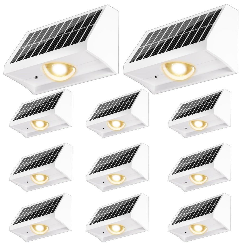 Solar Fence Lights Outdoor Waterproof High Brightness LED Spot Lens Deck Lights 7 Mode Warm & Cool White RGB Solar Powered Wall Lighting Decor for Outside Patio Step Backyard Railing - 12 Pack(White)