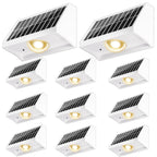Solar Fence Lights Outdoor Waterproof High Brightness LED Spot Lens Deck Lights 7 Mode Warm & Cool White RGB Solar Powered Wall Lighting Decor for Outside Patio Step Backyard Railing - 12 Pack(White)
