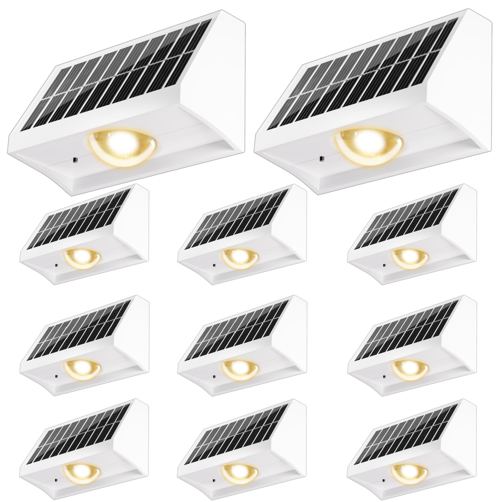 Solar Fence Lights Outdoor Waterproof High Brightness LED Spot Lens Deck Lights 7 Mode Warm & Cool White RGB Solar Powered Wall Lighting Decor for Outside Patio Step Backyard Railing - 12 Pack(White)