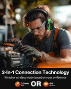 Qozybuds Bluetooth 6.0 Hearing Protection Headphones with 120H Working Time, 30dB SNR, Superior Stereo Sound Quality, Larger Buttons for Easy Operation, Safety Ear Muffs for Lawn Mowing, Workshops