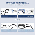 EASY READ TR90 Progressive Multifocal Reading Glasses for Men,Rectangular Blue Light Blocking Readers with Spring Hinge(Magnification 1.50,Blue)