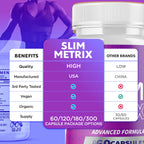 (5 Pack) Slim Metrix Capsules, Official Slim Metrix Pills with All Natural Ingredients,Advanced Weight Management & Wellness Support Supplement, Maximum Strength Healthy Lifestyle Pills (300 Capsules)