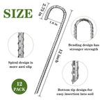 Toopify 12 Pack Rebar Stakes, 12 Inch Heavy Duty J Hook Galvanized Ground Anchors, Anti Rust Metal Steel Tent Stakes Garden Fence Stakes, Silver