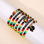 FAERLIIRY African Bracelets for Black Women Juneteenth Beaded Bracelets Black History 1865 Jewelry Adjustable Jamaica Ethnic Tribal Heishi Bracelet African Independence Day Jewelry (Africa-B)