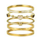Gold Bangle Bracelets for Women, 18K Gold Plated Stainless Steel 5 Pcs Stackable Bangle Bracelet Set, Waterproof Non Tarnish Bracelets, Trendy Jewelry Gifts for Women