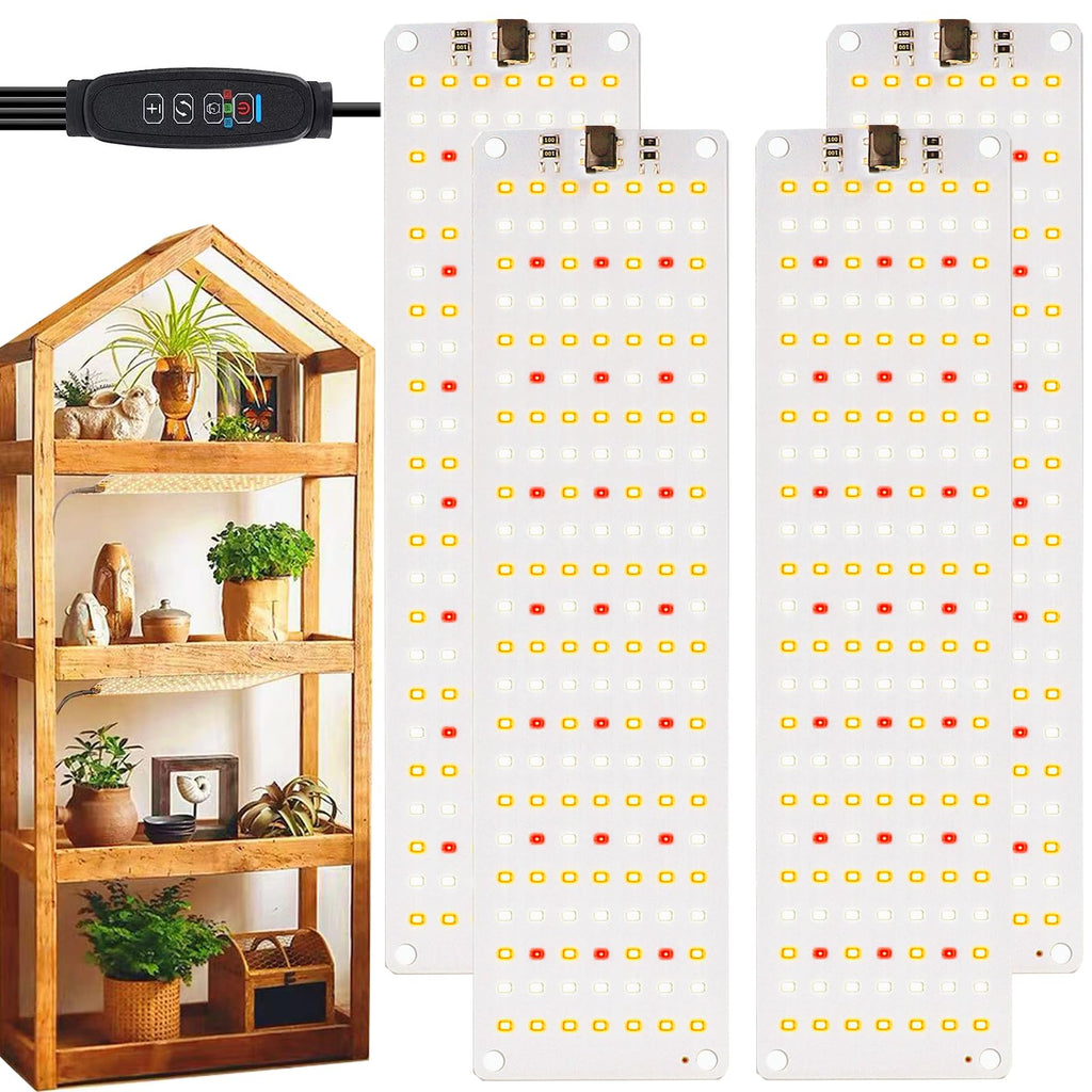 Grow Light,Ultra-Thin Panel Grow Lights for Indoor Plants,644LEDs Full Spectrum Grow Lights for Under Cabinet Plant, Grow Lamp with 3/9/12H Timer,10 Dimmable Levels for Plants Growing (4pcs Pro)