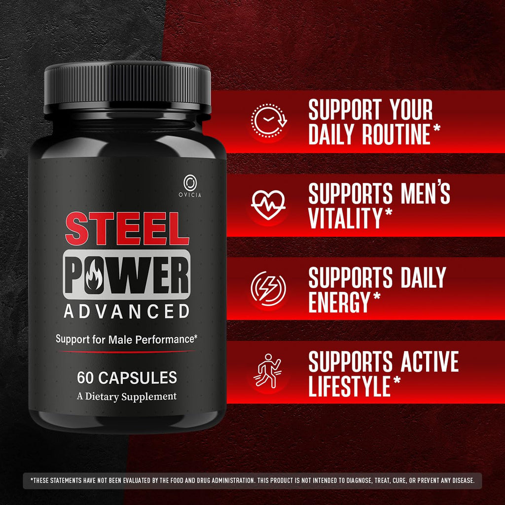 (2 Pack) Steel Power - Steel Power Pills All Natural Maximum Strength, Daily SteelPower Capsules Premium Advanced Support Formula for Overall Health & General Wellness, 120 Capsules for 2 Months