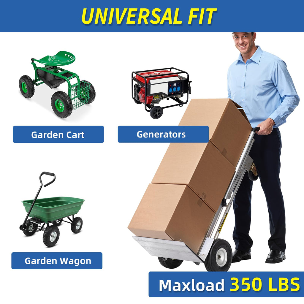 GICOOL 4.10/3.50-4" Flat Free Tire and Wheel, 10" Solid Tire with 5/8" Axle Bore Hole, 2.2" Offset Hub for Hand Truck Garden Wagon Cart Trolley Dolly Lawn Mover Replacement
