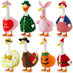 8 Set Holiday Porch Goose Outfits 23 inch All Seasons Goose Clothes for Valentine St. Patrick Easter Summer 4th of July Fall Halloween Christmas, Lawn Porch Gooses Clothing for Patio Yard Decor