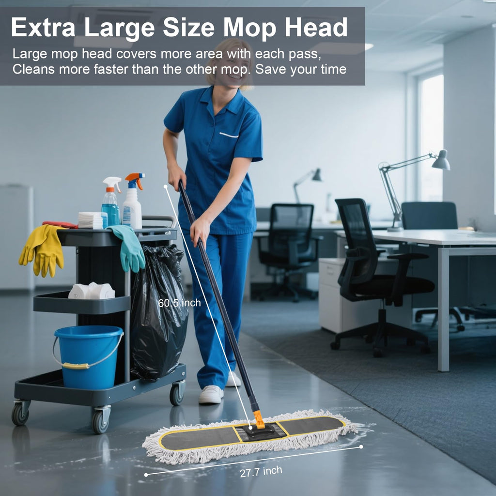 24" Commercial Dust Mop for Floor Cleaning,Heavy Duty Floor Duster,Grey