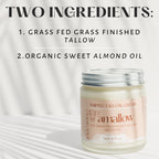 Amallow 100% Grass Fed Beef Tallow for Skin Care - Face + Body - Whipped Moisturizer for Sensitive Skin - Natural Lotion, 4 FL. oz. (Unscented)