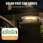Solar Post Cap Lights 12 Pack, Fence Post Solar Lights, Warm White/Cool White Lighting, Black Waterproof Outdoor Post Lights for Garden Patio Porch, 4x4, 5x5 or 6x6 Vinyl/Wooden Posts