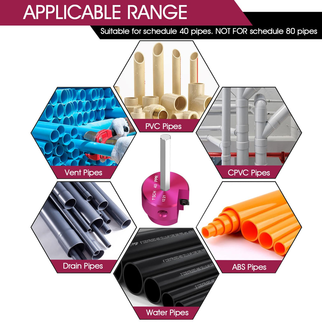 PVC Pipe Reamer for 4 Inch I.D. SCH.40 PVC Pipes, Fitting Saver with 3/8-Inch Hex Shaft,Socket Saver Plastic Pipe Fitting Reamer Tool for Plumbing Sch.40 Socket Hub Coupling Removing