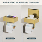 FORIOUS Toilet Paper Holder with Shelf, Wall-Mounted Modern Wipes Dispenser