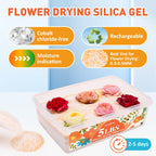 TUXIYA 10LBS Silica Gel Flower Drying,Reusable Flower Drying Silica Gel Crystals with 2PCS 6L Airtight Containers, Color Indicating Flower Preservation Kit for Drying Flowers Bead Size<1mm