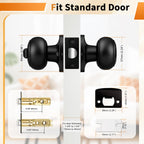 Probrico Bathroom Door Knobs, 10 Pack Interior Door Handles Privacy Function, Keyless Doorknob for Bedroom Bath, Matte Black Finish Door Knob with Solid Latch