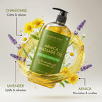 MAJESTIC PURE Arnica Sore Muscle Massage Oil for Massage Therapy - Refreshing and Relaxing - Natural Oils with Lavender & Chamomile Essential Oils - All Skin Types - Men & Women Massage Lotion-8 fl oz