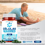 Stem Cell Supplements 500mg (120 Cap) Natural Anti-Aging & Longevity Support with Spirulina & Chlorella, Boost Cellular Renewal, Restore Youthful Energy, Reduce Joint Soreness – Celulas Madre