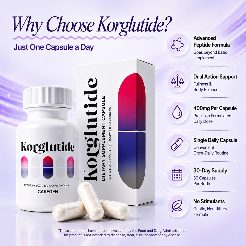 Korglutide Daily Capsules Support Healthy Body Composition Daily Satiety Appetite & Lifestyle Support Formula (30 Count)