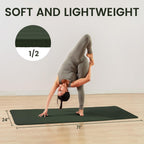Fitvids 1/2-Inch Thick High Density Foam Exercise Yoga Mat with Carrying Strap, For Cushioning The Body Against Hard Floors, Jasper Green
