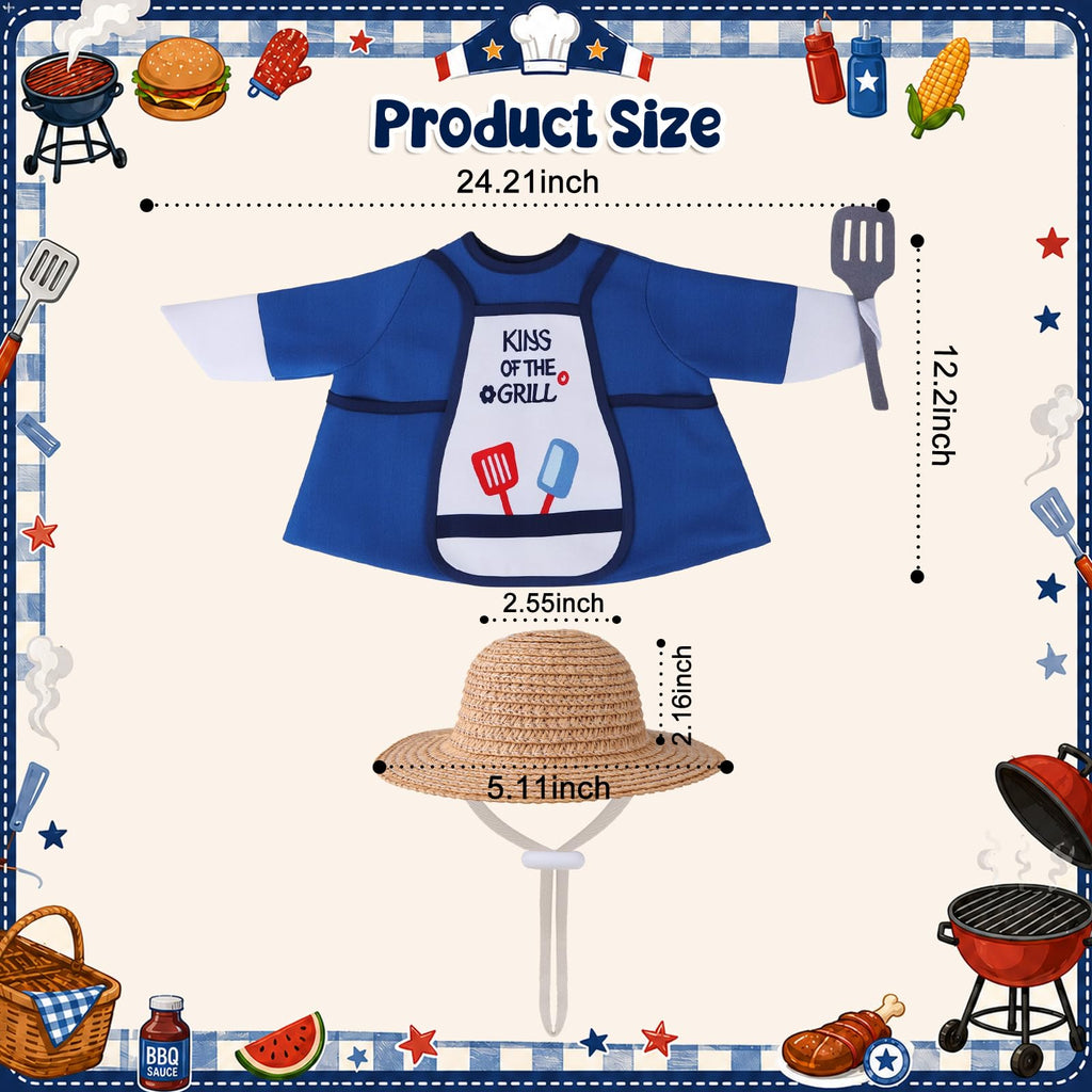 Pextian BBQ Porch Goose Outfits, 23 Inch Porch Goose Summer Outfit, Funny Duck Clothes with Straw Hat, Apron & Spatula -Goose Clothes for Cement Goose Outdoor Garden Yard Decor