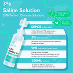 3% Saline Solution for Household Uses, 300ml (10.56 FL OZ), 5ml Each, 60 Pack