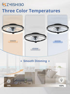ZMISHIBO Low Profile Ceiling Fans with Lights and Remote, 20" Black