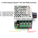 RioRand 7-70V PWM DC Motor Speed Controller 30A - Low Heat Aluminum Housing for Brushed DC Motors, DIY Projects & Small Electric Devices (Extra Fuse Included) 2PCS