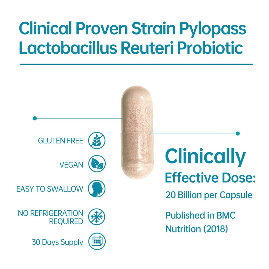 purmeo 4 Pack MagenVital Pylopass H. Pylori Probiotic Supplement - 1 Per Day - Gastritis, Acid Reflux, Heartburn, Stomach Lining Repair - Lactobacillus Reuteri DSM17648 - Made in Germany