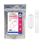 ATLEMISME Empty Gelatin Capsules Size 000 - Gelatin Capsules Empty (500 Count) Empty Capsules DIY Gelatin Capsule Filling - Gel Capsules Empty Caps with 2 Micro Lab Spoons for Capsule Filling