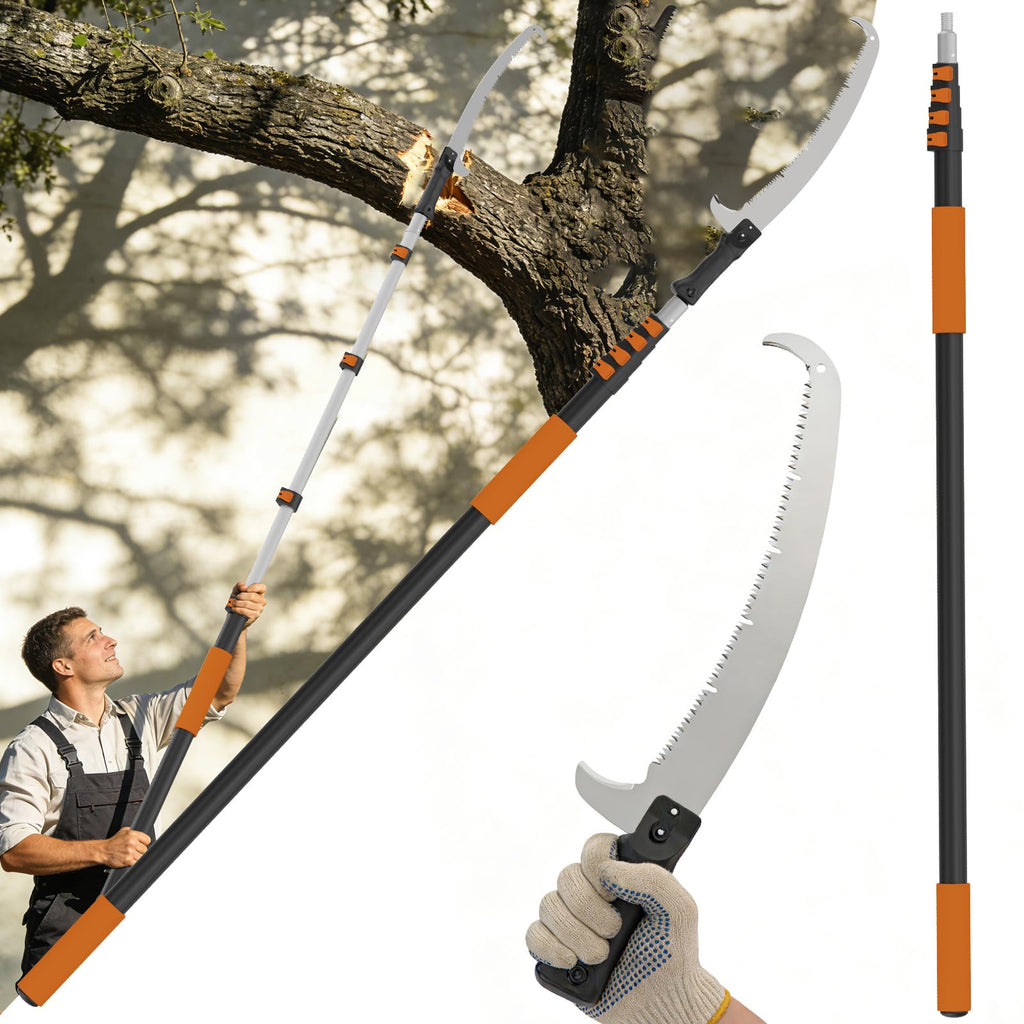Buyplus 26FT Reach Pole Saws for Tree Trimming, Pole Saw with 5-20FT Telescoping Extension Pole, Pruning Saw with 24" 3X Detachable Saw, Non-Slip Handle, Tree Trimmer for Garden Yard Palms Shrubs