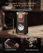 5-in-1 Torch Lighter with Tool, Punch, Holder and Draw Enhancer Tool, Triple Windproof Jet Flame, Refillable Lighters with Accessories, Cool Lighter Gifts for Men, Butane Lighter for Candle, Travel