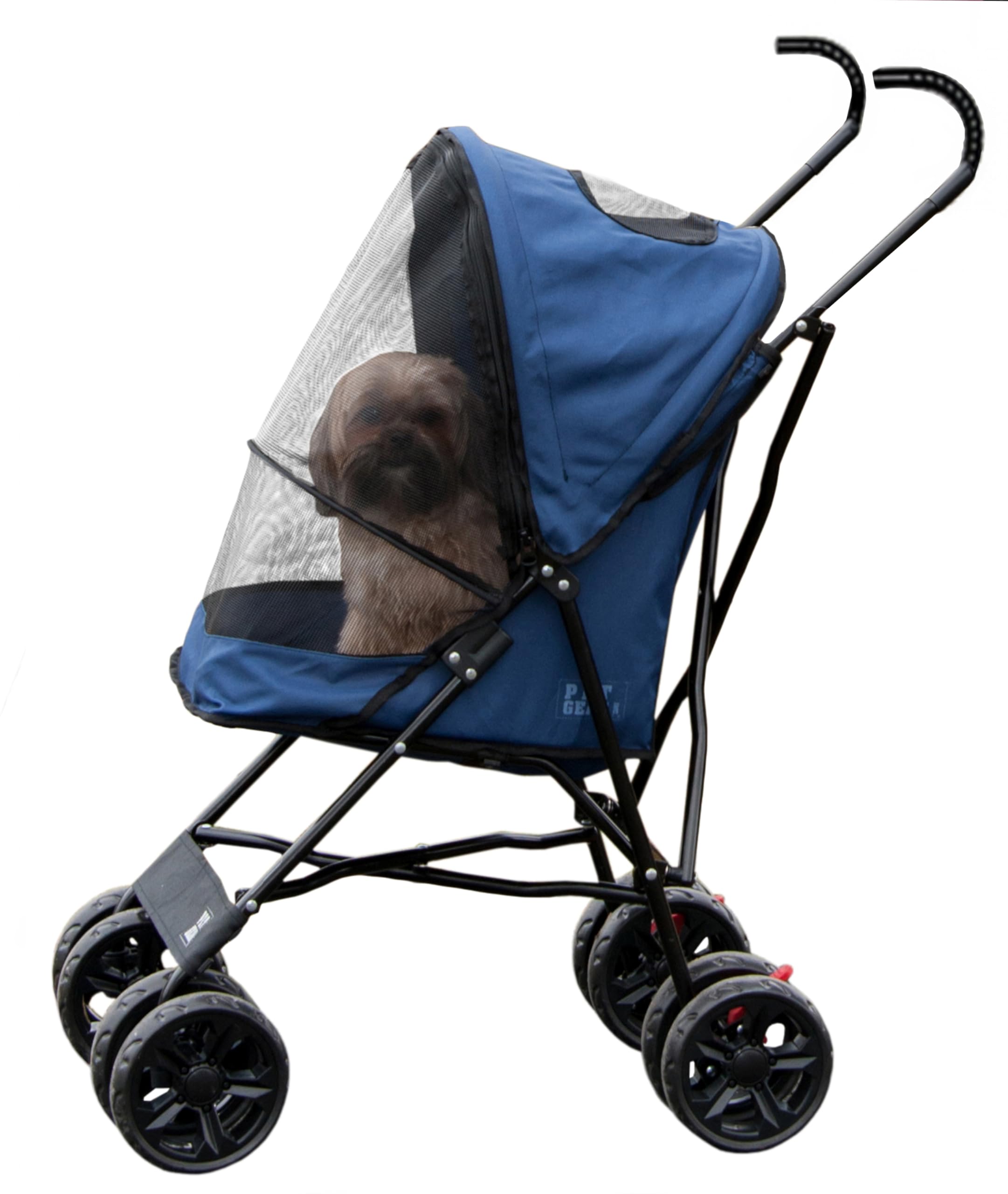 Pet Gear Travel Lite Plus Stroller, Compact, Easy Fold, No Assembly Required, Large Wheels for Cats and Dogs up to 15 pounds, Blue Oasis
