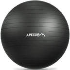 APEXUP Yoga Ball Exercise Ball, Anti Slip Stability Ball Chair, Heavy Duty Large Gym Ball for Fitness, Balance, Core Workout and Physical Therapy (S (15"~18") 45cm, Black)