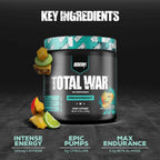 REDCON1 Total War Pre Workout, Tiger's Blood - Pump, Endurance & Energy Boosting Workout Supplement - Caffeinated Pre Workout with Taurine, Green Tea + Di Caffeine Malate (15 Servings)