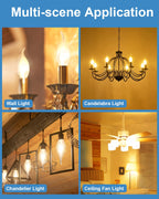 E12 B10 Clear Candle Base Bulb with Warm White 2700K, 40W Candelabra Light Bulbs, 400 Lumen Dimmable, 120V Incandescent Chandelier Light Bulbs for Pendants, Ceiling Fan, Wall Sconces (12-Pack)