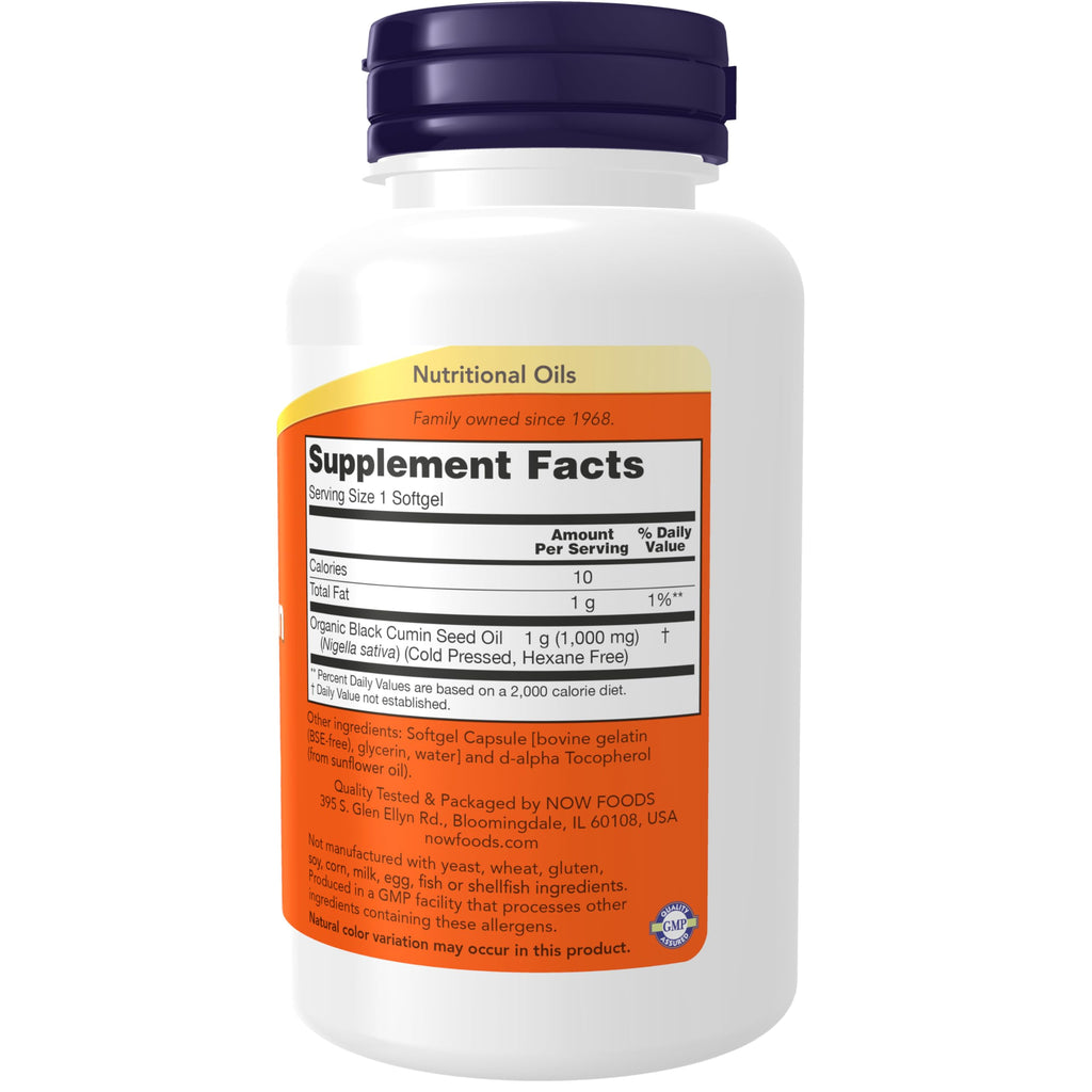NOW Foods Supplements,Black Cumin Seed Oil,1,000 mg,Cardiovascular Support*,60 Softgels,(Pack of 2)