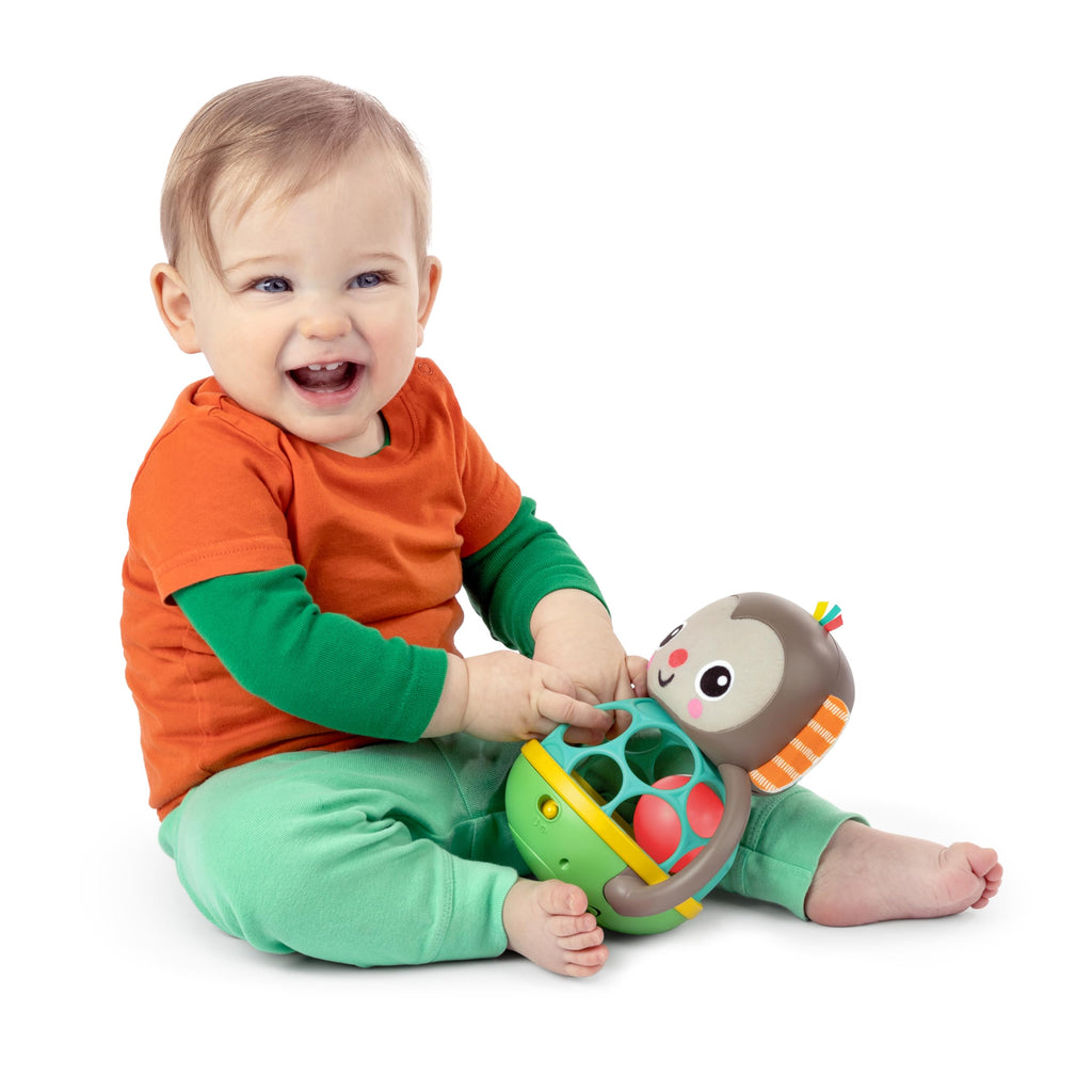 Bright Starts Giggle & Rattle Gift Set - Musical & Sensory Baby Toys 2-Pack, Elephant & Monkey, Unisex, Newborn+