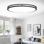 DLLT Flush Mount LED Ceiling Light: 32 Inch 5CCT (3000K-6000K) & Dimmable Ceiling Light Fixtures for Bedroom Hallway - 45W Modern Black Super Bright Kitchen Lighting Fixtures Ceiling