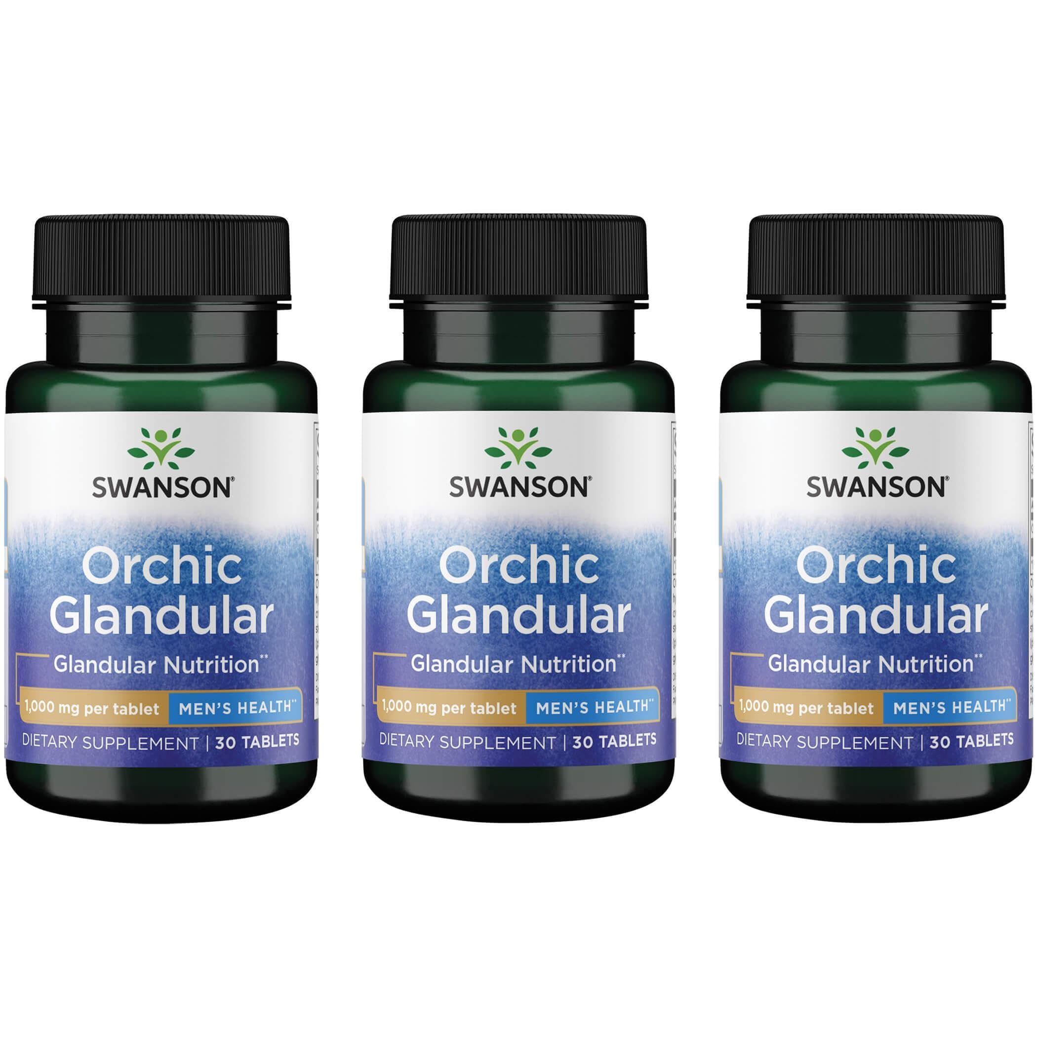 Swanson Orchic Glandular - Men's Health 1 gm 30 Tabs (3 Pack)