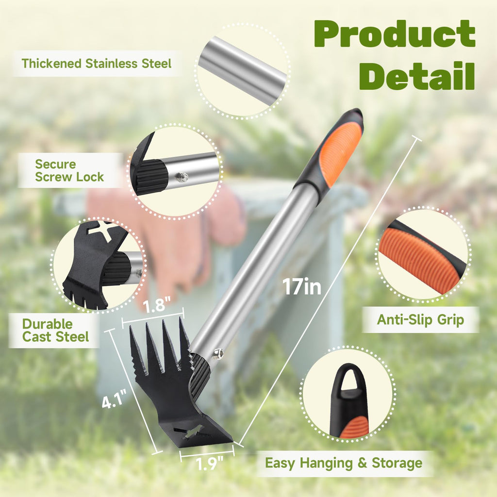 2 in 1 Manual Weeding Rake and Garden Hoe for Yard Lawn Patio Garden