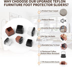 Ezprotekt Chair Leg Sliders for Carpet, 24 Pcs Square Chair Glides for Carpet, Carpet Furniture Pads Stool Leg Protectors Caps, Carpet Furniture Glides Quickly and Easily (L Fit:1" - 1.4")