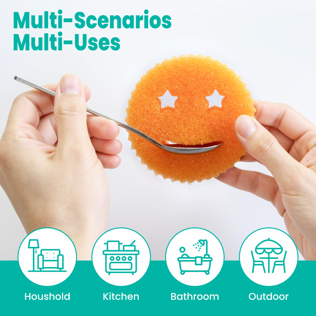 HELIME Scrub Sponges Dish Scrubber, Non-Scratch Multi-Functional Color Sponge, Temperature Controlled Cleaning Pads, Dishwasher Safe for Kitchen, Bathroom, Stain Odor Resistant BPA Free Polymer Foam