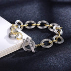 Mytys Link Bracelet for Women 2 tone Circles Chain Wire Cable Bangle Designer Inspired Bracelets Style 6