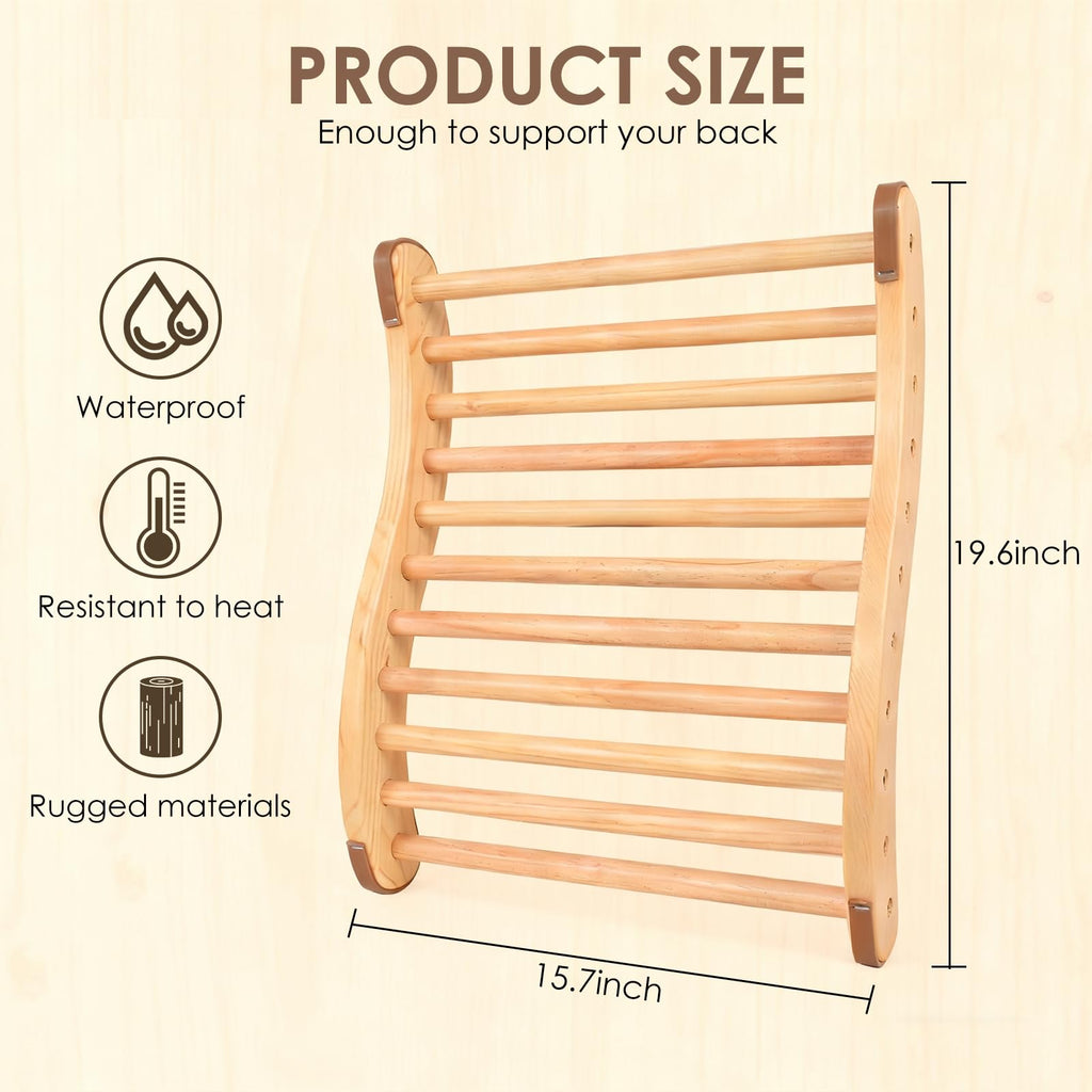 Sauna Backrest Wooden Sauna Accessories （Assembly Required） Non-slip Comfort Sauna Backrest Ergonomic S-shaped Sauna Backrest Relaxes the Back Pine Sauna Backrest Suitable for Sauna Environment