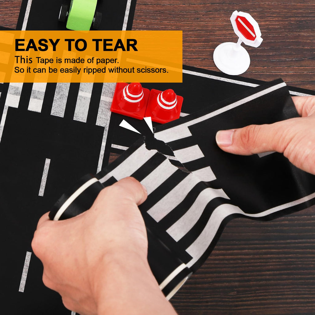 ZICRO Roadway Tape - Black Road Track Tape for Kids Birthday Party Racing Party Decoration - 2.4 Inch Wide 33 FT Long